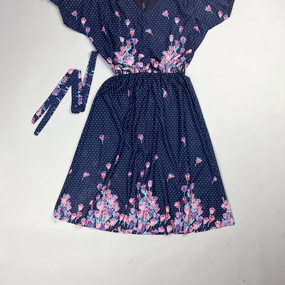 Vintage Floral Navy Midi Dress - Picture 3 of 7